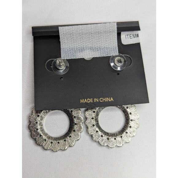 Round Turquoise Hoop Earrings - Picture 2 of 4